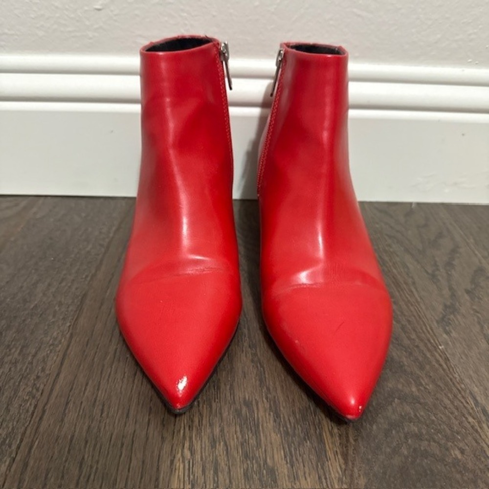 Circus by Sam Edelman Red Ankle Booties Pointed Toe Kitten Heel Boots Womens 8.5